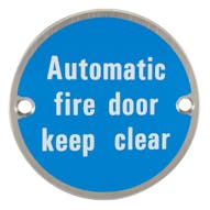 Automatic Fire Door Keep Clear - Stainless Steel