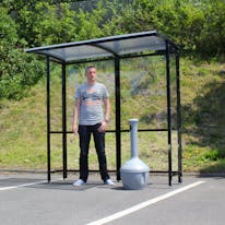 Steel Full-Frame Open Front Smoking Shelter - Clear Roof