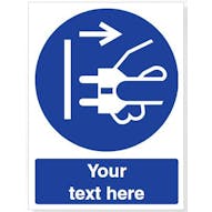 Custom Disconnect Mains Plug From Electrical Outlet Safety Sign