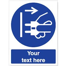 Custom Disconnect Mains Plug From Electrical Outlet Safety Sign