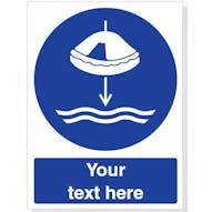 Custom Lower Liferaft To Water Safety Sign
