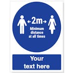 Custom Social Distancing 2m Minimum Distance At All Times Sign