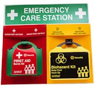 Body Fluid Clean-Up Point + Burn First Aid Point - Emergency Care Station