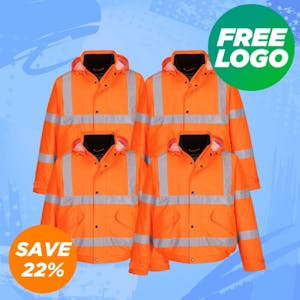 4 Portwest Hi Vis Bomber Jackets for £99- Includes Free Printed Logo!