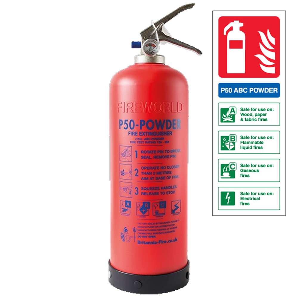 P50 ABC Powder Fire Extinguisher 2kg - Service Free