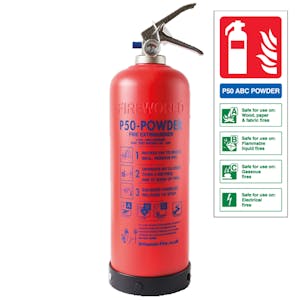 P50 ABC Powder Fire Extinguisher 2kg - Service Free - Ratings 13A, 55B - With a FREE Sign!