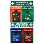 BS8599-1 4-Point Emergency Care Station - First Aid/Burns/Eyewash/AED
