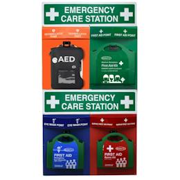 BS8599-1 4-Point Emergency Care Station - First Aid/Burns/Eyewash/AED