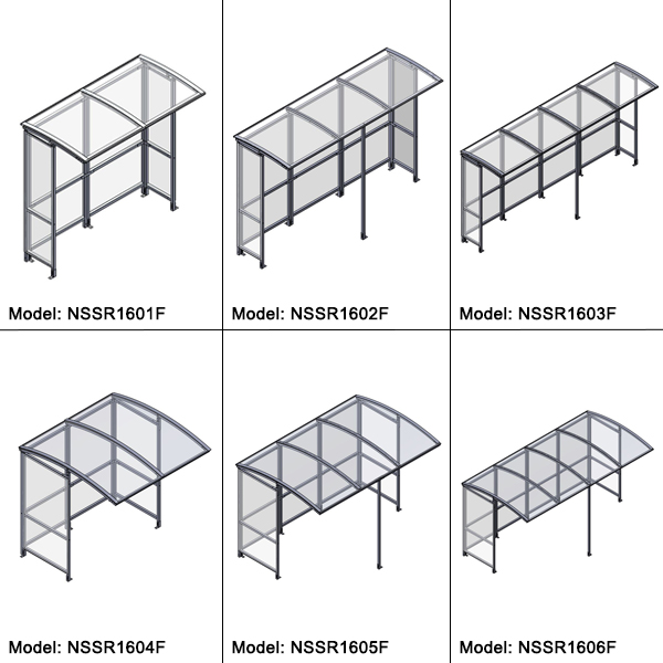 Curved Full-Frame Open Front Smoking Shelter - Clear Roof