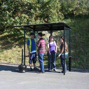 Curved Half-Frame Open Front Smoking Shelter - Aluminum Roof