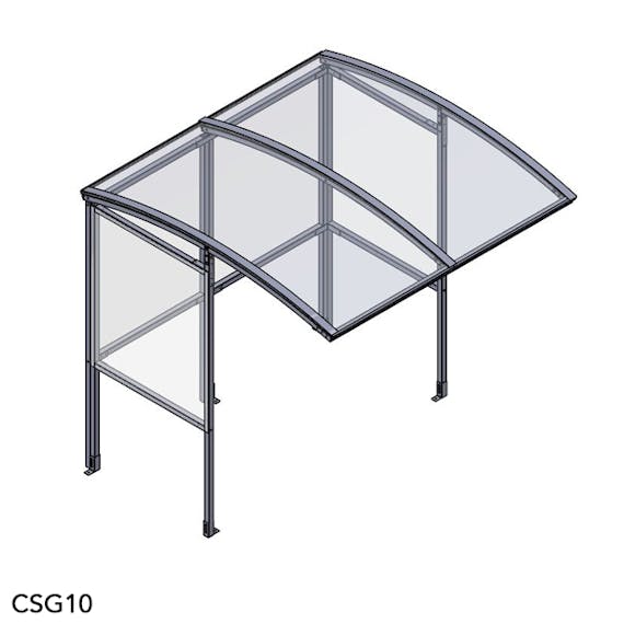 Curved Open Fronted Smoking Shelter - Clear Roof