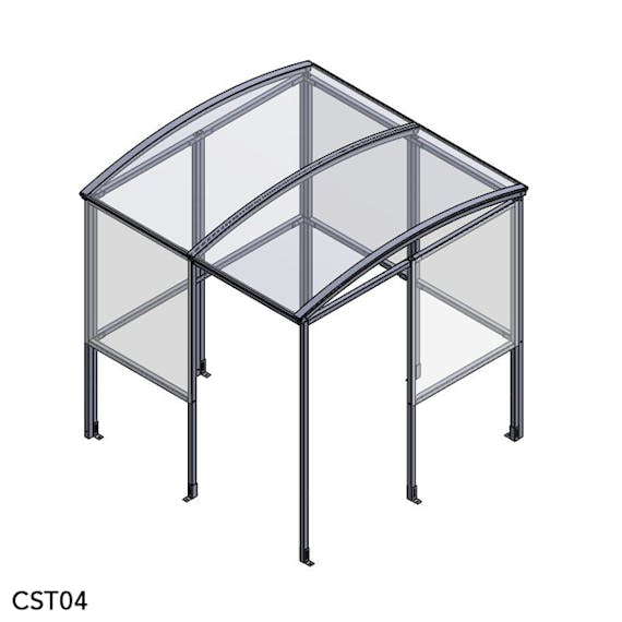 Curved 4-Sided Smoking Shelter - Clear Roof
