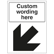 Custom Black Arrow Down Left Sign