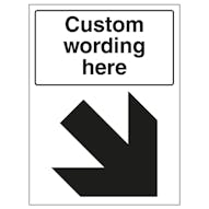 Custom Black Arrow Down Right Sign
