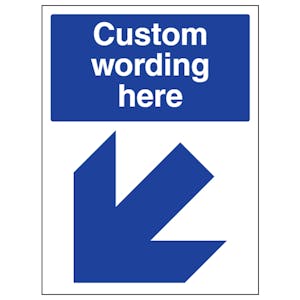 Custom Blue Arrow Down Left Sign