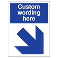 Custom Blue Arrow Down Right Sign