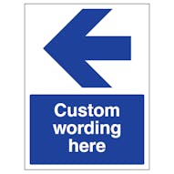 Custom Blue Arrow Left Sign