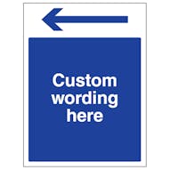 Custom Blue Arrow Long Left Sign