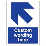 Custom Blue Arrow Up Left Sign