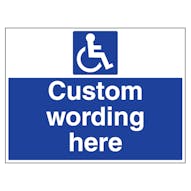 Custom Large Landscape Disabled Parking Sign