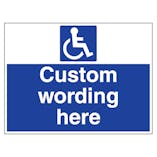 Custom Large Landscape Disabled Parking Sign