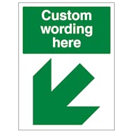 Custom Green Arrow Down Left Sign