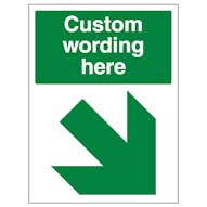 Custom Green Arrow Down Right Sign