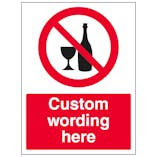 Custom No Alcohol Sign