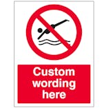 Custom No Diving Sign