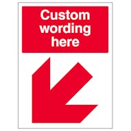 Custom Red Arrow Down Left Sign