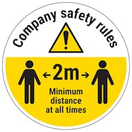 Company Rules - Keep 2m Distance Temporary Floor Sticker