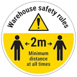 Warehouse Rules - Keep 2m Distance Temporary Floor Sticker