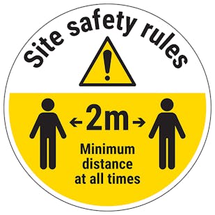 Site Safety Rules - Keep 2m Distance Temporary Floor Sticker