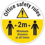 Office Safety Rules - Keep 2m Distance Temporary Floor Sticker