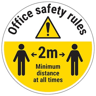 Office Safety Rules - Keep 2m Distance Temporary Floor Sticker