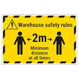Warehouse Safety Rules 2m Minimum Distance Temporary Floor Sticker