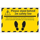 Please Stand Behind 2m Safety Line Temporary Floor Sticker