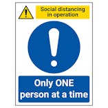 Social Distancing In Operation - Only ONE Person At A Time