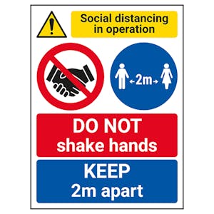 Social Distancing In Operation - DO NOT Shake Hands - 2m