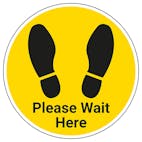 Please Wait Here With Footprint Temporary Floor Sticker