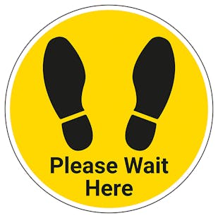 Please Wait Here With Footprint Temporary Floor Sticker