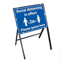 Social Distancing In Effect 2m Please Queue Stanchion Frame