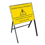 COVID-Secure Premises - Please Be Aware Stanchion Frame