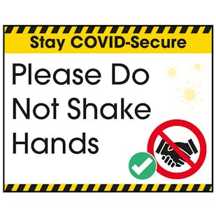 Stay COVID-Secure Please Do Not Shake Hands Label