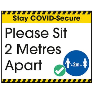 Stay COVID-Secure Please Sit 2 Metres Label