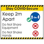Stay COVID-Secure Keep 2m Apart Label
