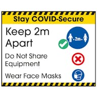 Stay COVID-Secure Keep 2m Apart/Wear Face Masks Label