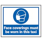 Face Coverings Must Be Worn In This Taxi Label