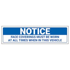 Notice - Face Coverings Must Be Worn In Vehicle Label