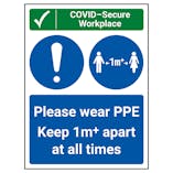 COVID-Secure Workplace - PPE / Keep 1m Apart